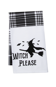 "Hey Boo" Ghost & "Witch Please" with Plaid Tea Towel
