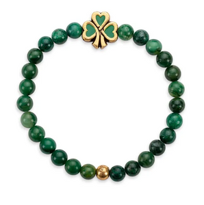 Luca + Danni Shamrock Stretch Bracelet in Aventurine Green Beads