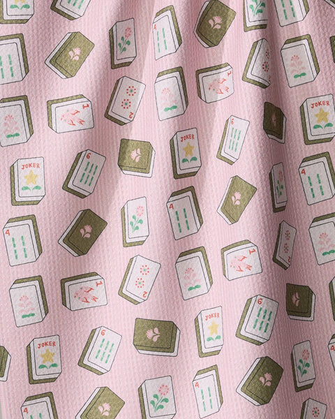 Flower Tiles Tea Towel - Mahjong