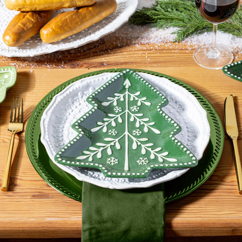 Shades of Green Plate Tree Shaped Salad Plate