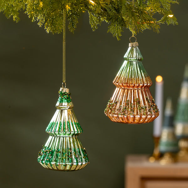 Shades of Green Glitter and Sequins Tree Ornament