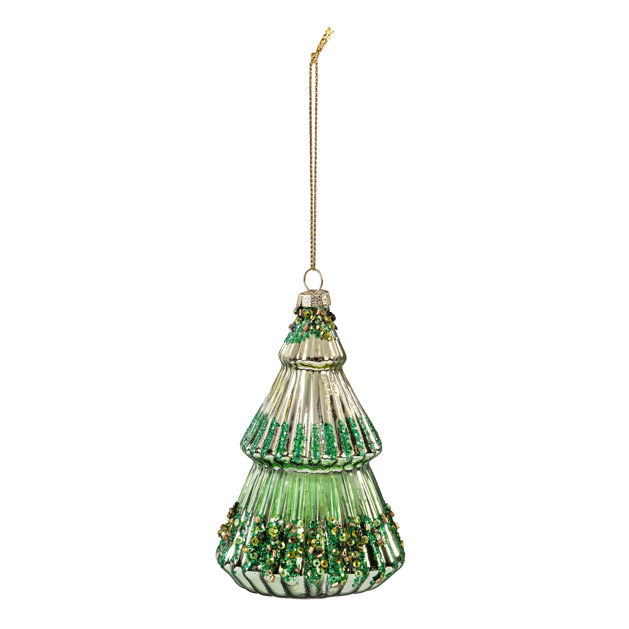Shades of Green Glitter and Sequins Tree Ornament