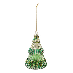 Shades of Green Glitter and Sequins Tree Ornament