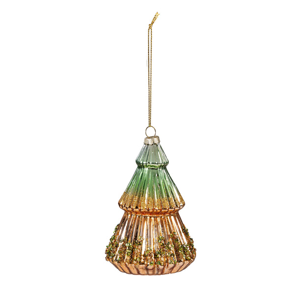 Shades of Green Glitter and Sequins Tree Ornament