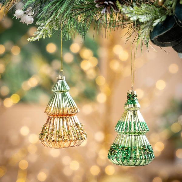 Shades of Green Glitter and Sequins Tree Ornament