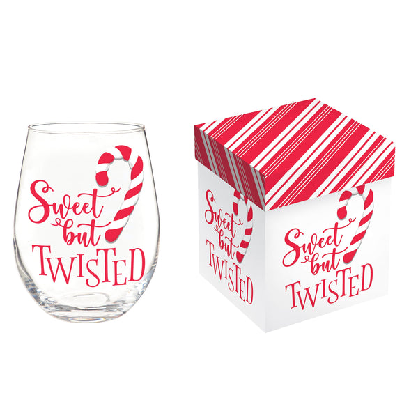 Baking Spirits Bright Wine Glass Stemless Glass, Sweet But Twisted