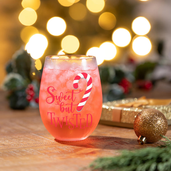 Baking Spirits Bright Wine Glass Stemless Glass, Sweet But Twisted