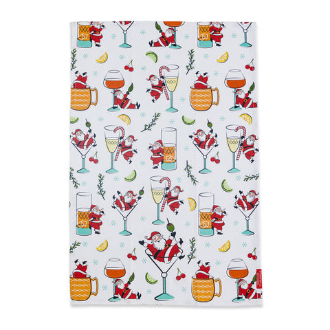 Tea Towel Cocktails With Santa