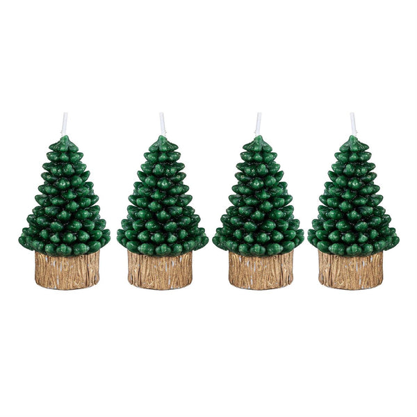 Shades of Green Candle, Tree Shaped Wax Candle, Set of 4