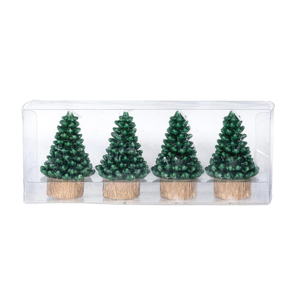 Shades of Green Candle, Tree Shaped Wax Candle, Set of 4