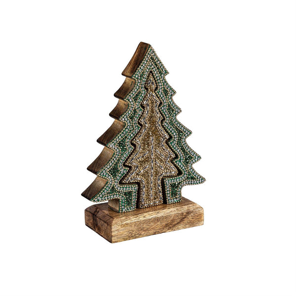 Shades of Green Nested Tree with Beading