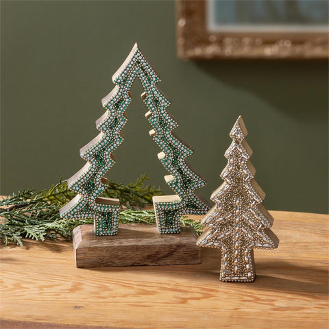 Shades of Green Nested Tree with Beading