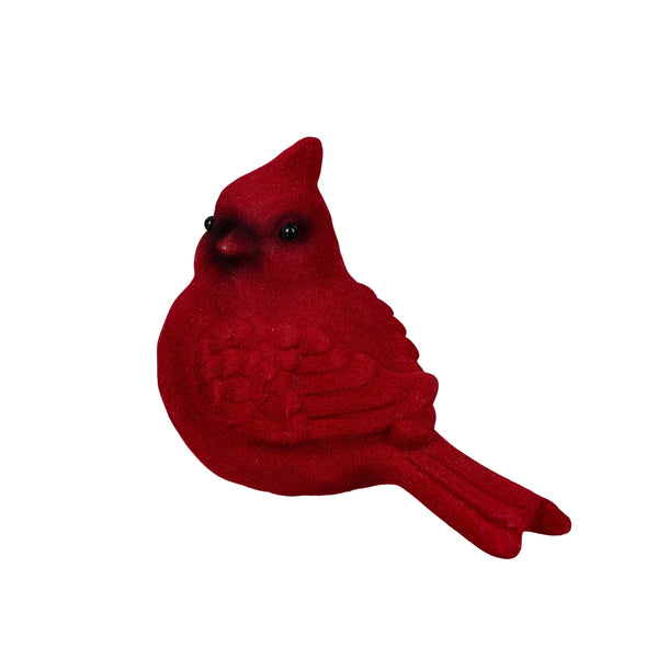 Holiday Poinsettia Flocked Cardinal Ceramic