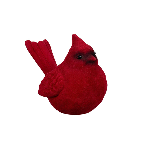 Holiday Poinsettia Flocked Cardinal Ceramic