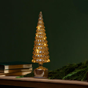 Shades of Green LED Glass Rotating Tree