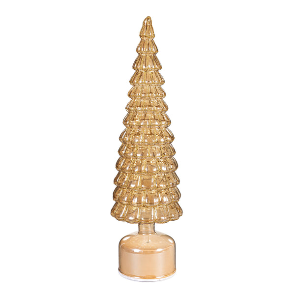 Shades of Green LED Glass Rotating Tree