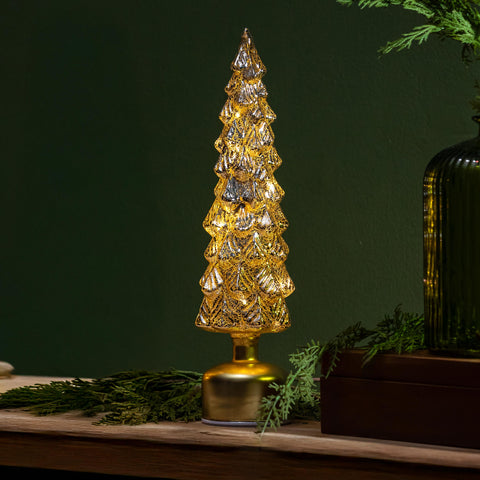 Shades of Green LED Metallic Rotating Tree
