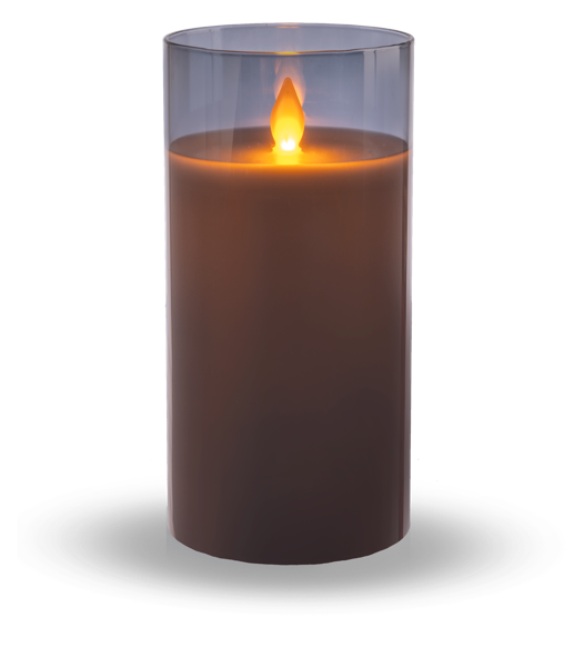 Flameless LED Candle in Smoked Grey Glass(LARGE)