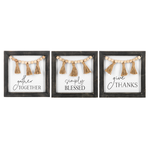 Thanks,Gather,Blessed Wall Art w/Tassels