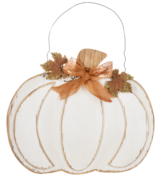 Distressed Pumpkin Wall Decor with Leaves