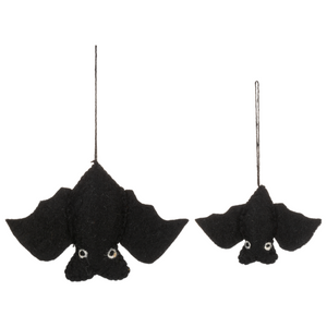 Handmade Felted Wool Bat Ornament  (2 pc. set)