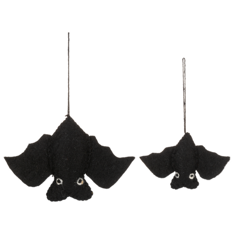 Handmade Felted Wool Bat Ornament  (2 pc. set)