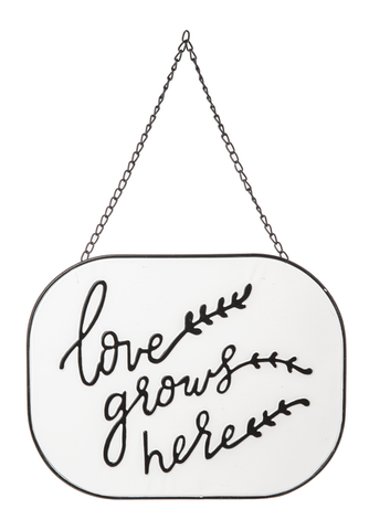 Embossed Love Grows Here Sign