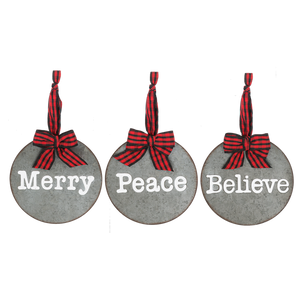 Round Embossed Text Ornament