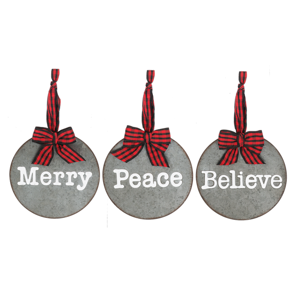 Round Embossed Text Ornament