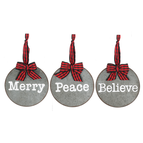 Round Embossed Text Ornament