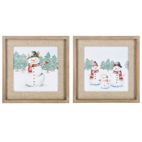 Snowman Wall Decor with Linen Matte