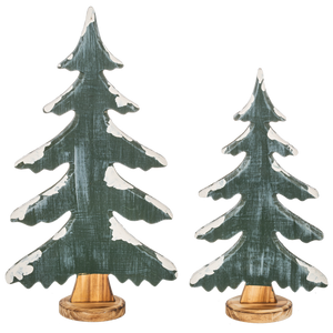 Green Tree Decor with Snow Accent