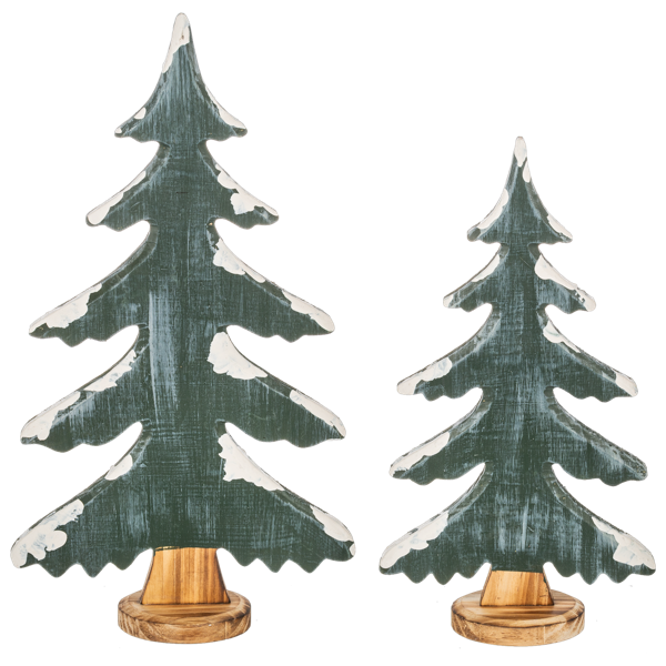 Green Tree Decor with Snow Accent