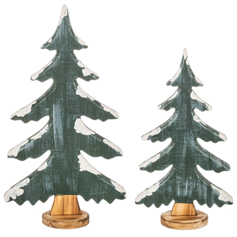 Green Tree Decor with Snow Accent