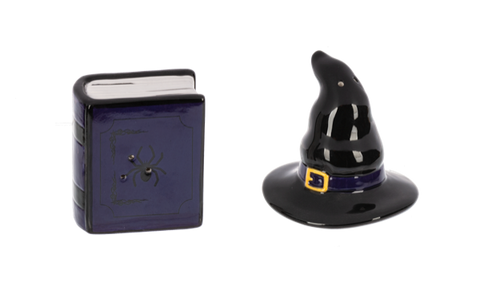 Spooky Stackers-Witch Hat and Spell Book Salt & Pepper Shakers