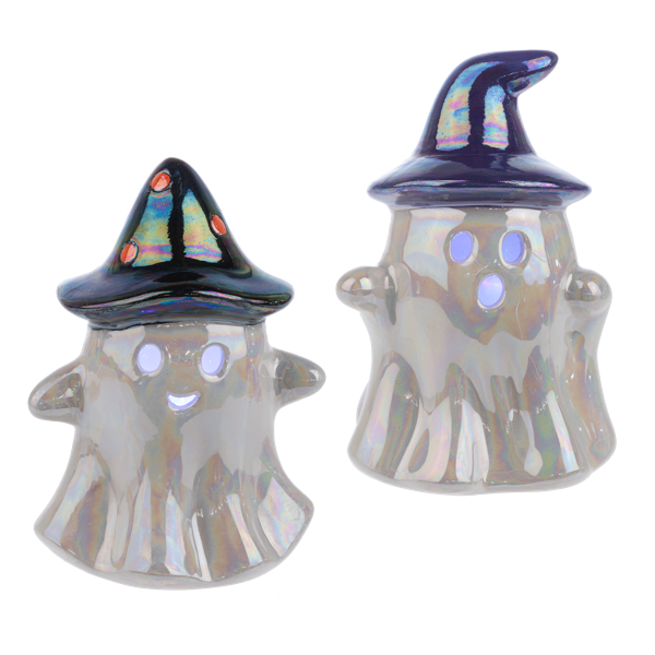 Iridescent Light Up Ghost Figurines