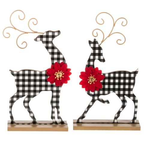 Holiday Plaid Reindeer Figurines