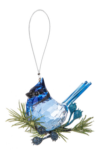 Krystal Blue Jay Ornament