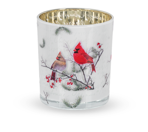 Holiday Cardinal Glass Tealight Holder