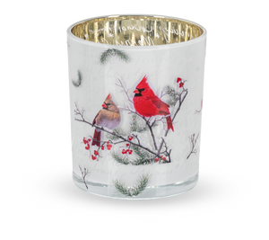 Holiday Cardinal Glass Tealight Holder