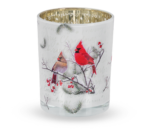 Holiday Cardinal Glass Tealight Holder
