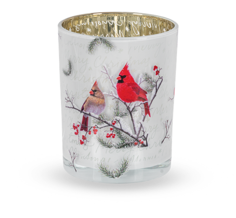 Holiday Cardinal Glass Tealight Holder
