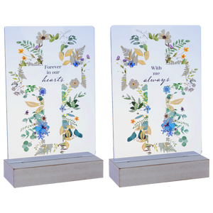 LED Light Up Cross Bereavement Messages Table Top Figurine