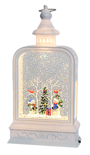 LED Light Lantern Shimmer Snowman Scene Lantern