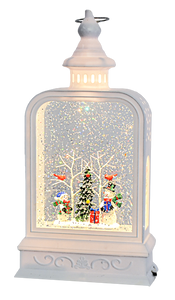 LED Light Lantern Shimmer Snowman Scene Lantern