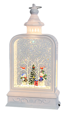 LED Light Lantern Shimmer Snowman Scene Lantern