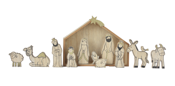 Wood Grain Nativity Set