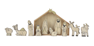 Wood Grain Nativity Set