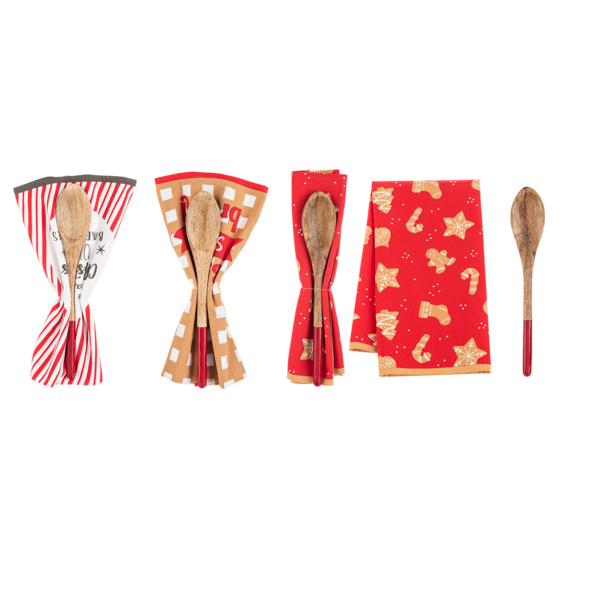 Holiday Tea Towel w/Wooden Spoon Gift Set