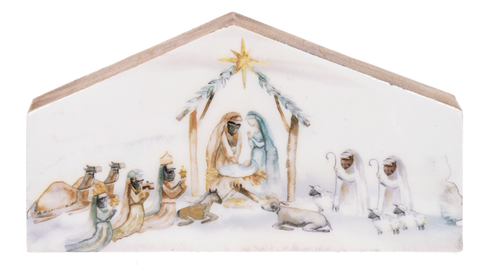 Watercolor Nativity Scene Block
